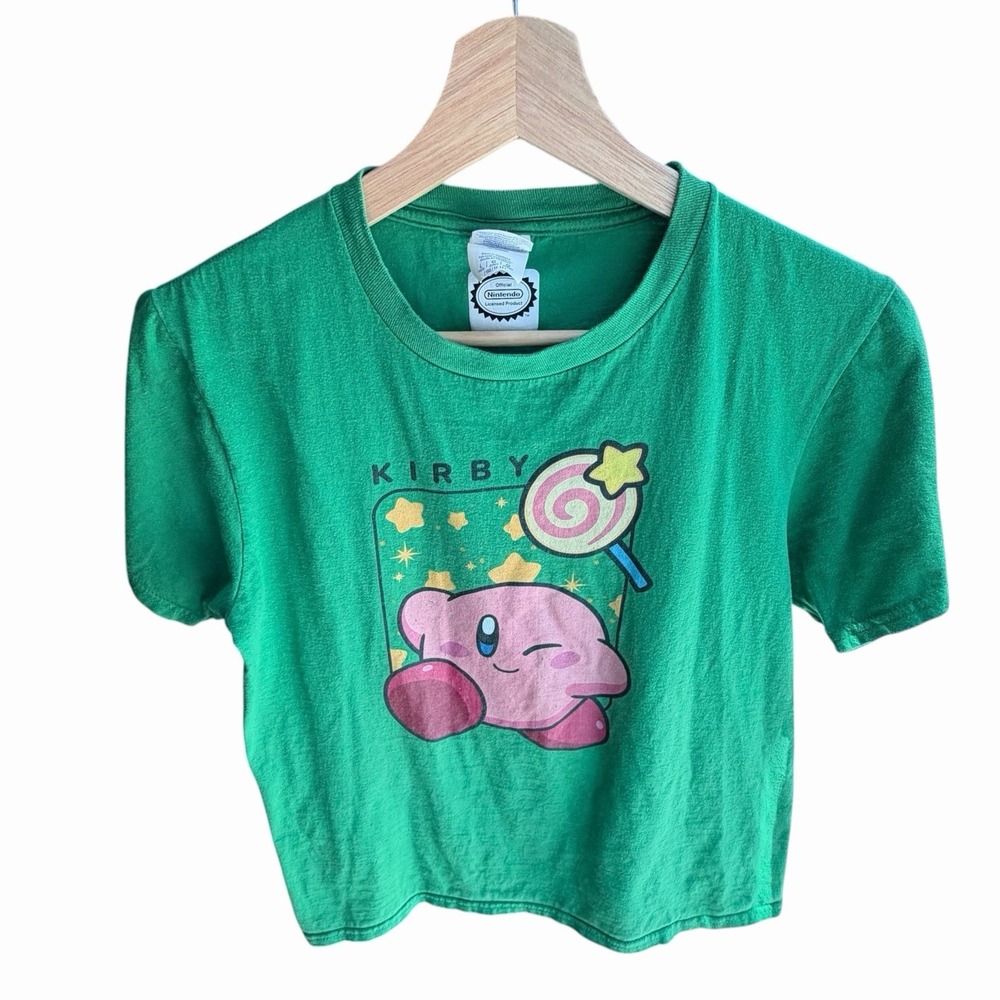 Nintendo Kirby Youth Large Green Graphic T-Shirt Licensed Video Game Tee L 11-12